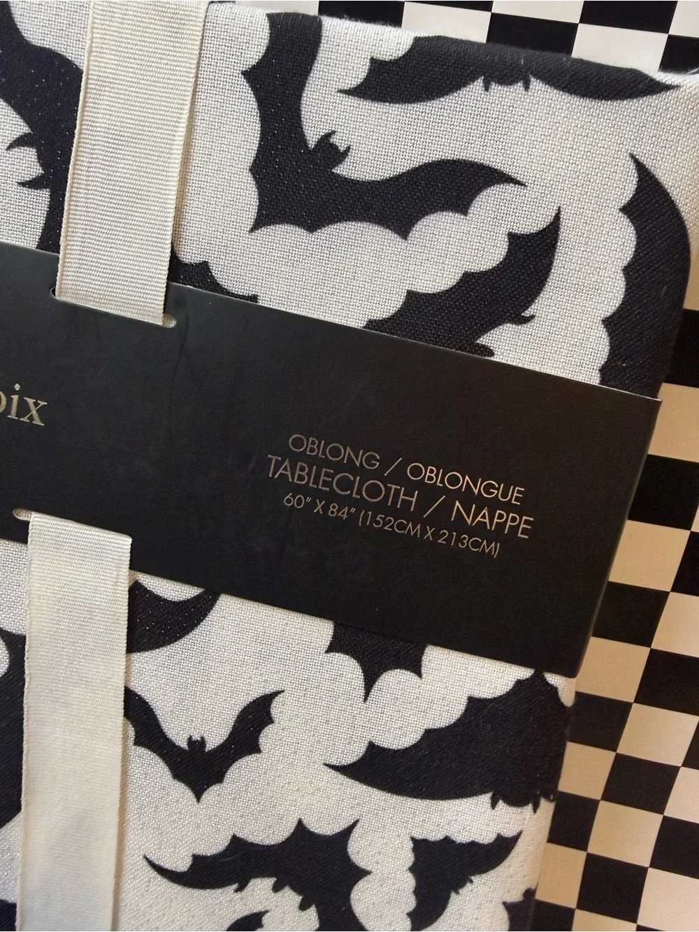 Christian Lacroix Black and White Bat Motif Tablecloth
